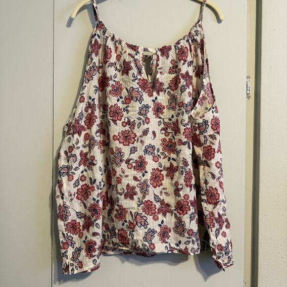 NEW Gap White Floral Sleeveless Halter Keyhole Tie Back Tank Blouse Top Size XL - Picture 7 of 7